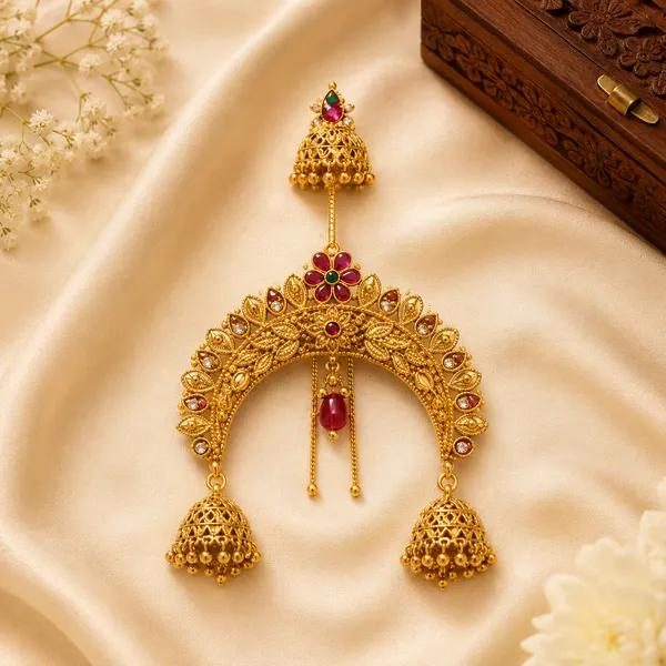 Golden_And_Multicolor_Brass_And_Copper_Khopa_For_Women