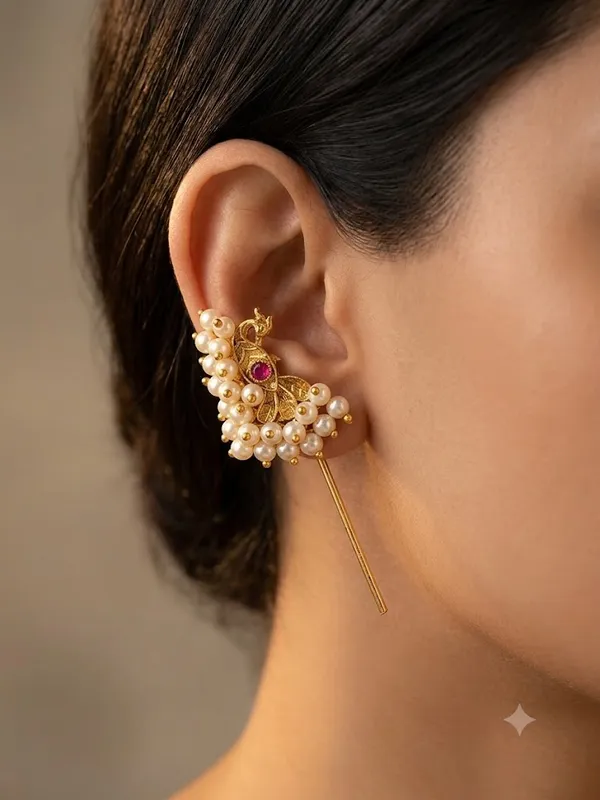 Pearl_Brass_And_Copper_Pierced_Earcuffs_For_Women
