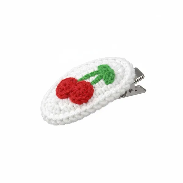 White_Fabric_Cherry_Hair_Clip_for_Girls
