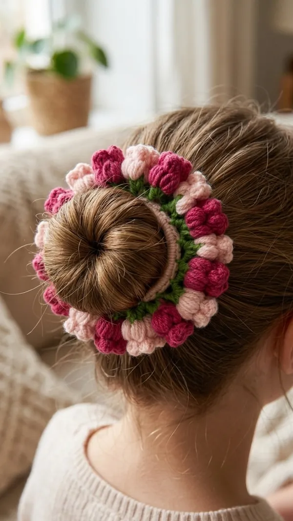 Pink_Cotton_Crochet_Floral_Scrunchie_for_Women