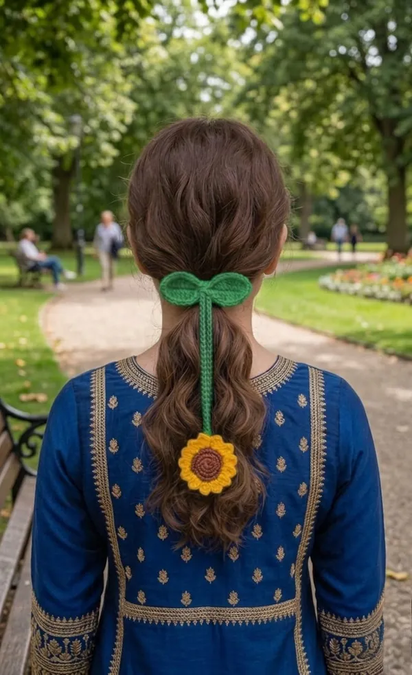 Yellow_Cotton_Blend_Crochet_Hair_Tie_for_Women