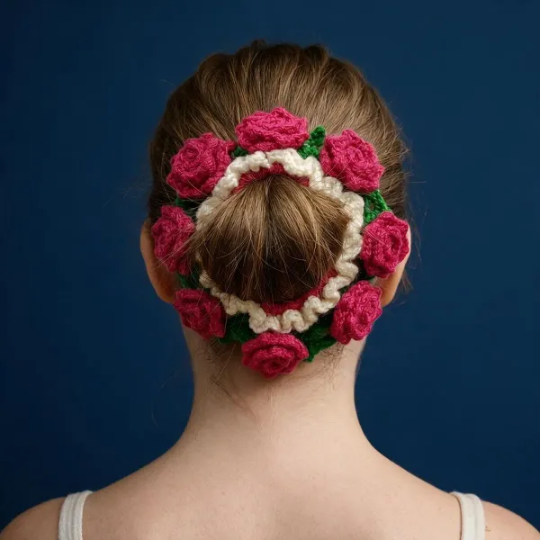 Red_Cotton_Crochet_Floral_Hair_Gadar_&_Crochat_Earrings__For_Women_Buy_1_Get_1_Free