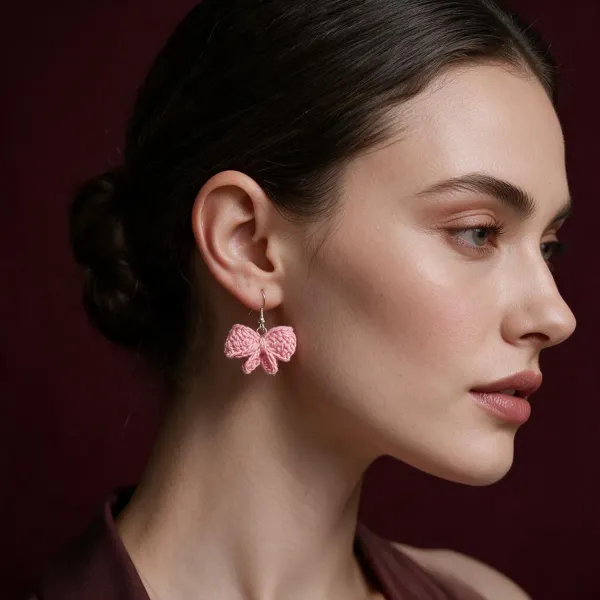Red_Cotton_Crochet_Floral_Hair_Gadar_&_Crochat_Earrings__For_Women_Buy_1_Get_1_Free