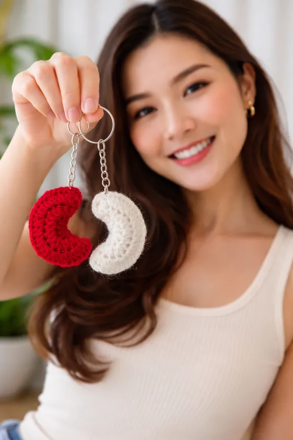 Red_White_Cotton_Crochet_Yin_Yang_Keychain_Set_For_Men_And_Women