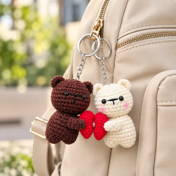 Crochet_Teddy_Bear_Couple_Keychain_Set,_Brown_&_Cream_Bears_with_Red_Heart,_Cute_Key_Ring_Gift_for_Couples,_Boyfriend_Girlfriend_&_Best_Friends