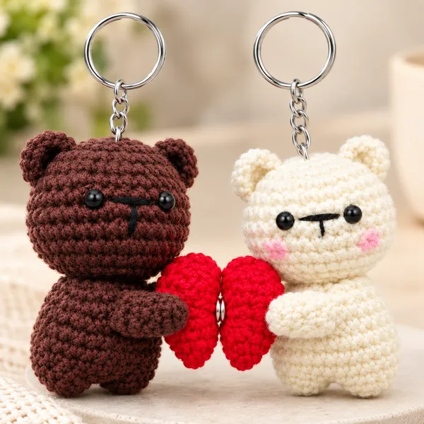 Crochet_Teddy_Bear_Couple_Keychain_Set,_Brown_&_Cream_Bears_with_Red_Heart,_Cute_Key_Ring_Gift_for_Couples,_Boyfriend_Girlfriend_&_Best_Friends