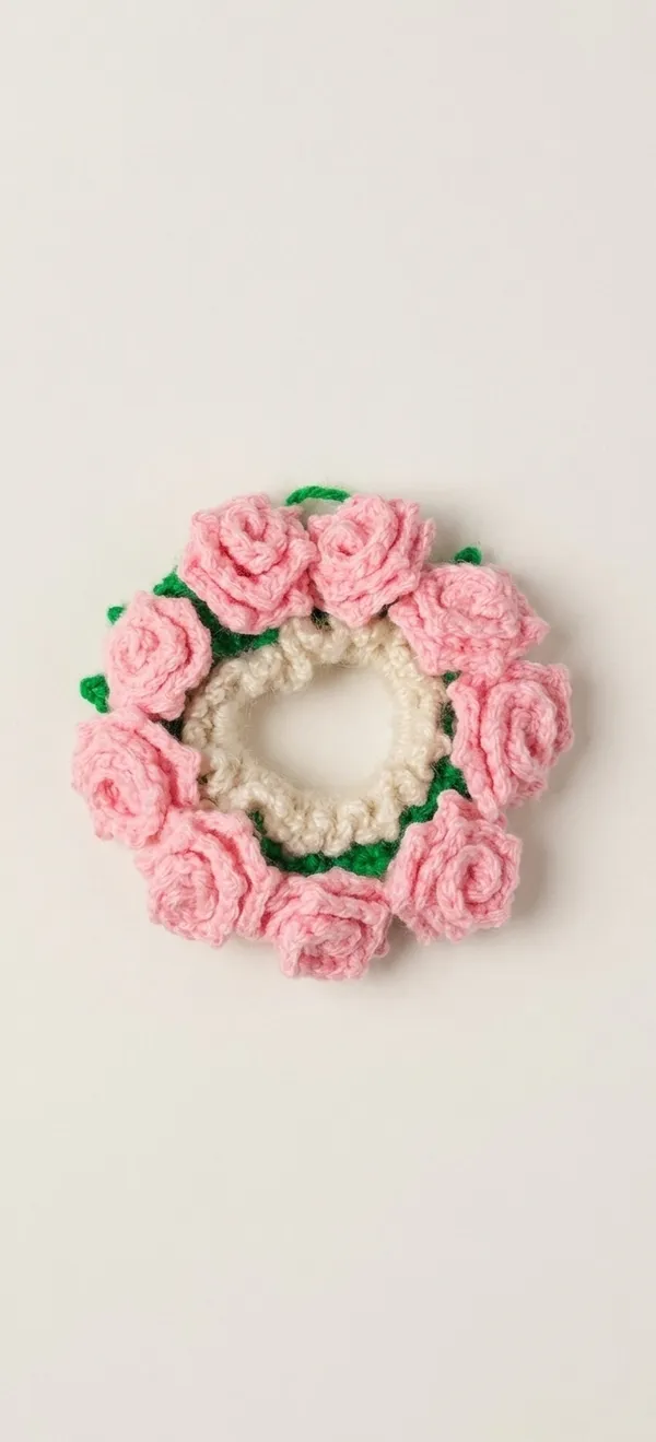 Pink_Cotton_Crochet_Rose_Scrunchie_for_Women