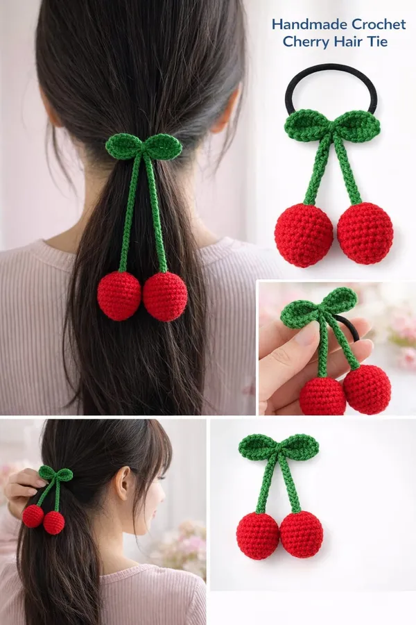 Red_And_Green_Crochet_Cherry_Hair_Tie_for_Women