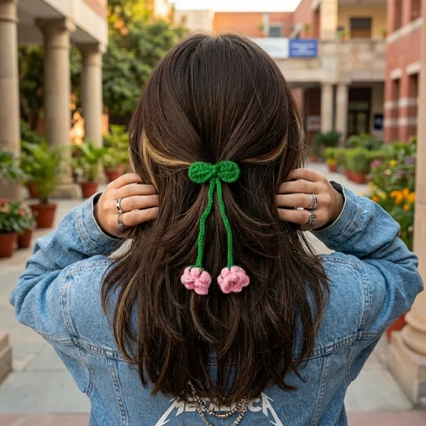 Green_Crochet_Cherry_Hair_Tie_for_Women