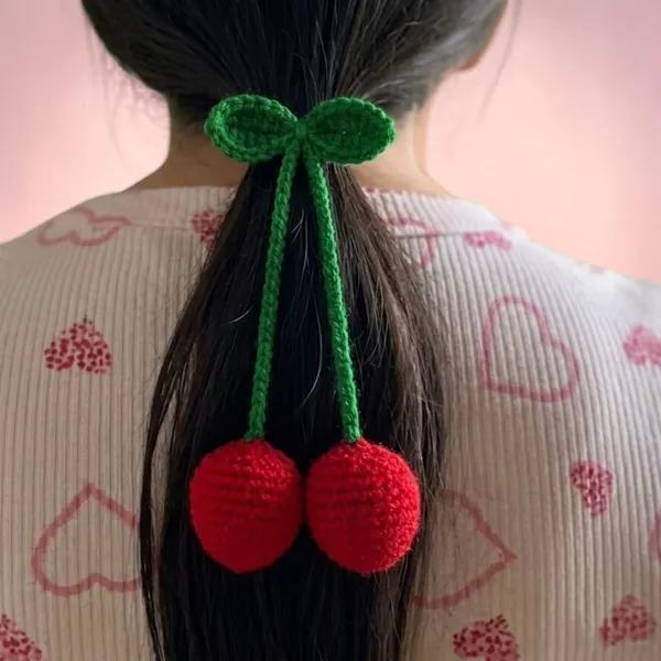 Red_And_Green_Crochet_Cherry_Hair_Tie_for_Women