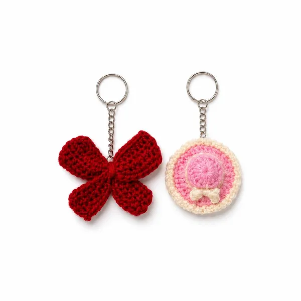 Red_And_Pink_Crochet_Keychain_Set_For_Bags