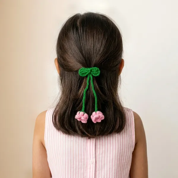 Green_Crochet_Cherry_Hair_Tie_for_Women