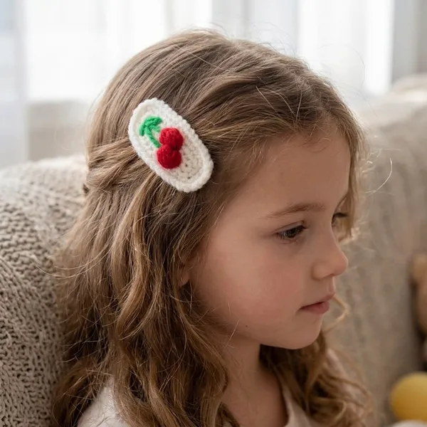 White_Fabric_Cherry_Hair_Clip_for_Girls