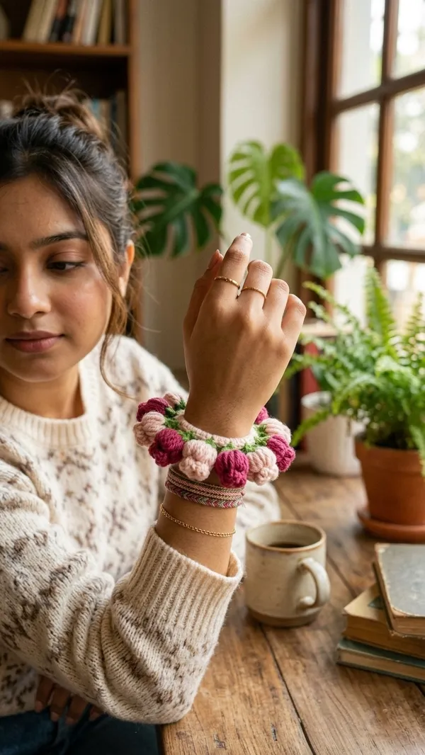 Pink_Cotton_Crochet_Floral_Scrunchie_for_Women