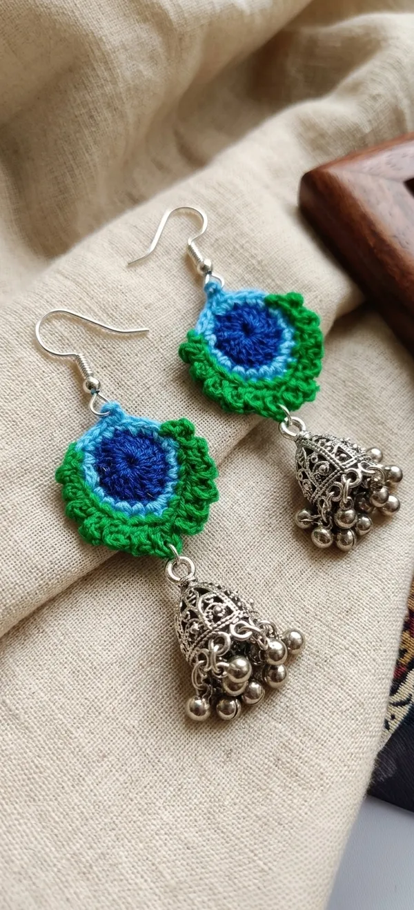 Green_Crochet_Jhumka_Earrings_for_Women
