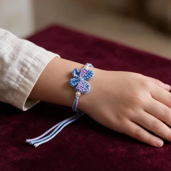 Blue_Cotton_Crochet_Butterfly_Rakhi_For_Brother
