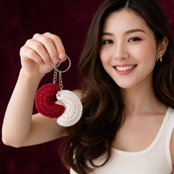 Red_White_Cotton_Crochet_Yin_Yang_Keychain_Set_For_Men_And_Women