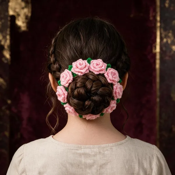 Pink_Cotton_Crochet_Rose_Hair_Gadar_Scrunchie_For_Women