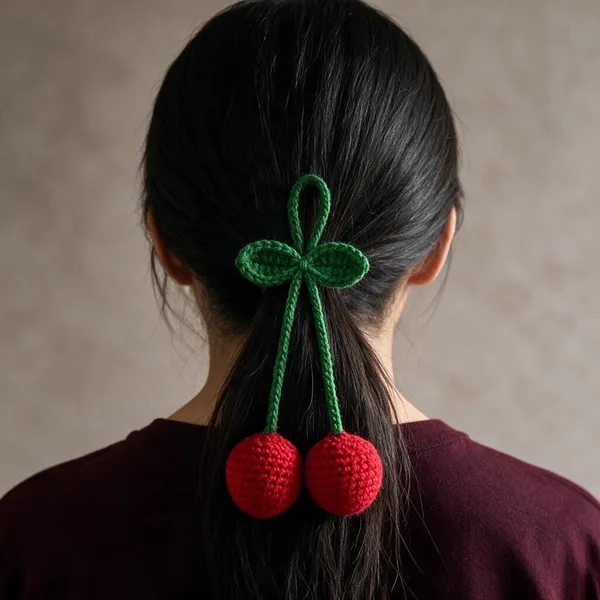 Red_And__Blue_Cotton_Crochet_Cherry_Hair_Tie_And_Jhumka_Earrings_For_Women_Pack_Of_2