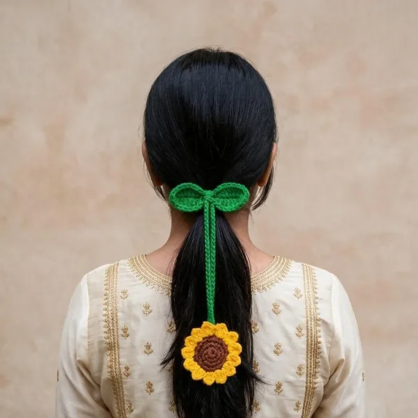 Yellow_Cotton_Crochet_Hair_Tie_For_Women