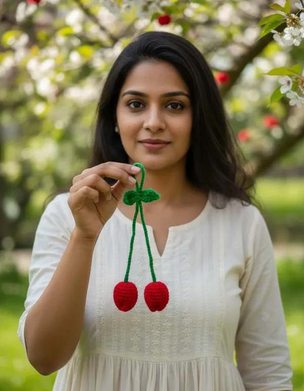 Green_Crochet_Cherry_Hair_Tie_for_Women