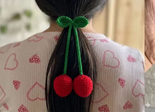 Red_And_Green_Crochet_Cherry_Hair_Tie_for_Women