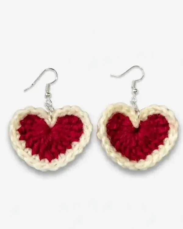 Red_And_Yellow_Cotton_Crochet_Heart_Earrings_And_Floral_Stud_Earrings_For_Women_Pack_Of_2