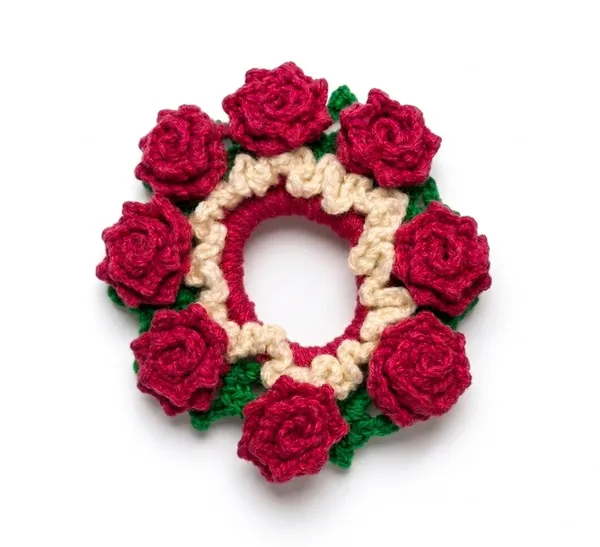 Red_Cotton_Crochet_Floral_Hair_Tie_For_Women