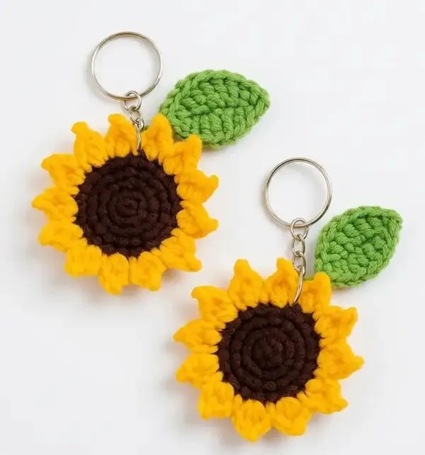 Yellow_Cotton_Crochet_Keychain_Set_For_Women