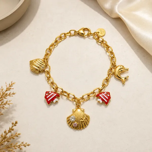 Gold-Toned_Enamel_Charm_Bracelet_for_Women_|_Elegant_Red_Fan_Charms_&_Dainty_Pendant_Detailing_|_Stylish_Everyday_&_Festive_Jewelry