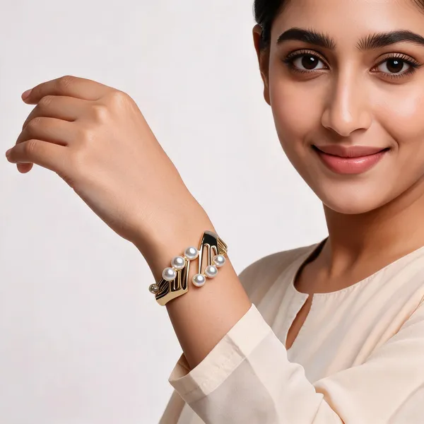 Gold_Toned_Pearl_Studded_Cuff_Bracelet_For_Women