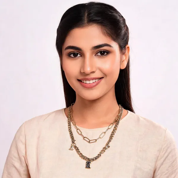 Gold_Toned_Layered_Chain_Necklace_Set_For_Women
