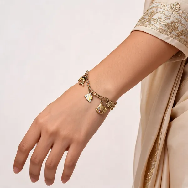Gold_Toned_Charm_Bracelet_With_Shell_And_Turtle_Pendants_For_Women