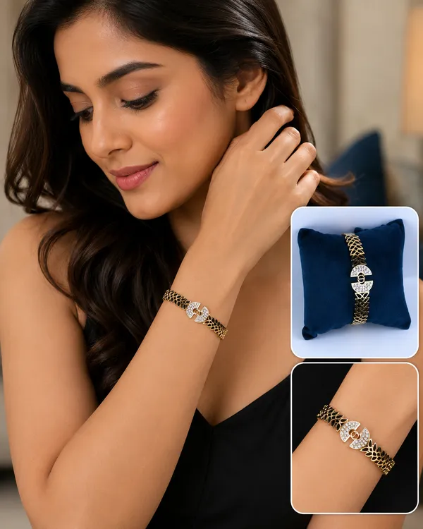 Gold_Toned_Studded_Cuff_Bracelet_Set_For_Women