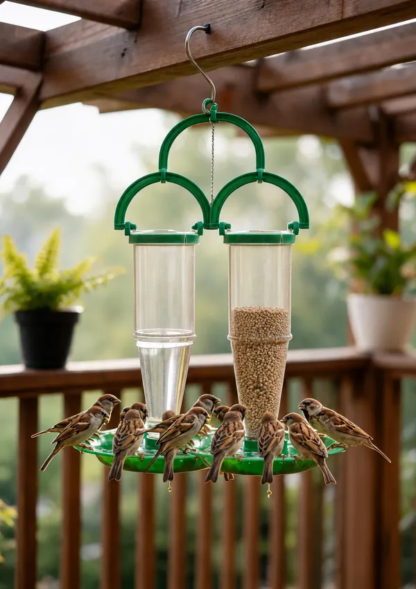 Green_Plastic_Hanging_Two_Container_Bird_Feeder