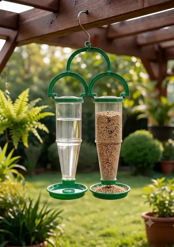 Green_Plastic_Hanging_Two_Container_Bird_Feeder