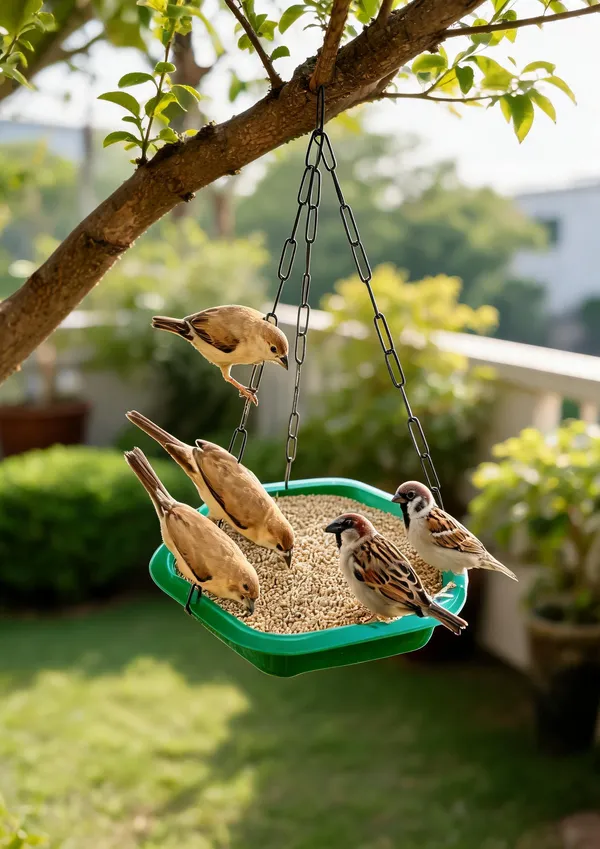 Green_Plastic_Hanging_Bowl_Bird_Feeder_With_Chain