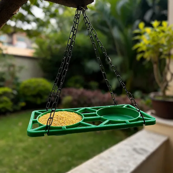 Green_Plastic_Hanging_Dual_Bowl_Bird_Feeder