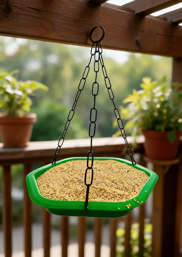 Green_Plastic_Hanging_Bowl_Bird_Feeder_With_Black_Chain