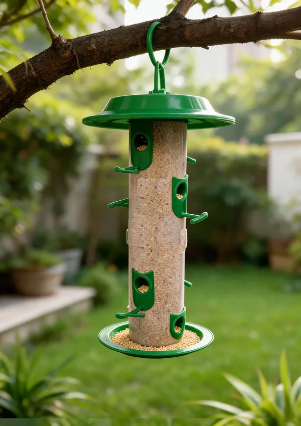 Green_Plastic_Jumbo_Hanging_Bird_Feeder_1.5_Kg_8_Nozzles