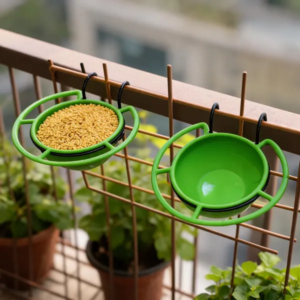 Green_Plastic_Bird_Feeder_Bowl_With_Cage_Stand