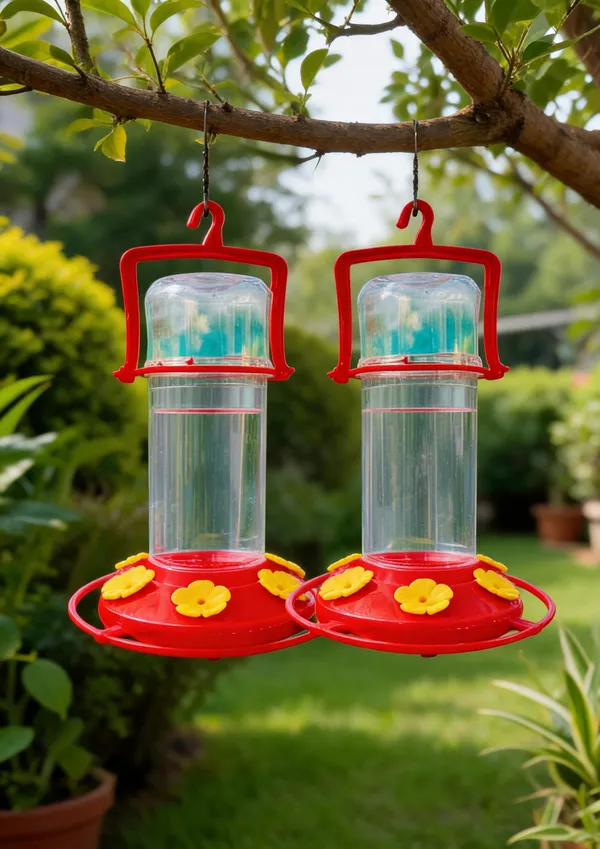 Multicolor_Plastic_Hanging_Bird_Feeder_Flower_Feeding_Ports_Pack_Of_2