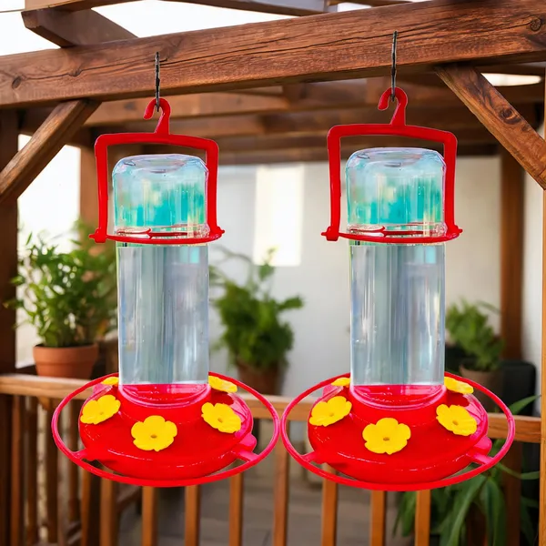 Multicolor_Plastic_Hanging_Bird_Feeder_Flower_Feeding_Ports_Pack_Of_2