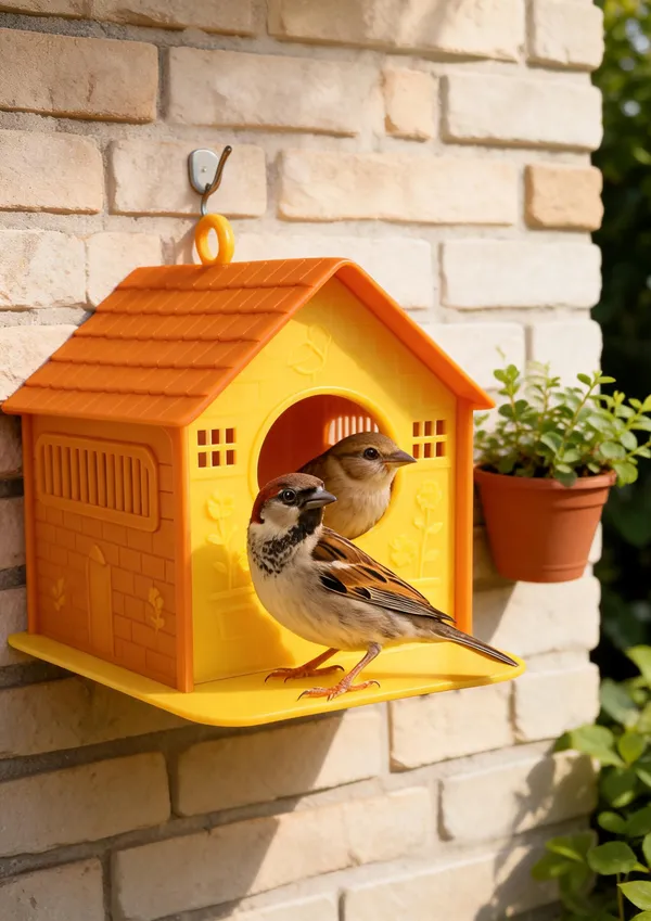 Orange_Plastic_Foldable_Hanging_Loop_Bird_House