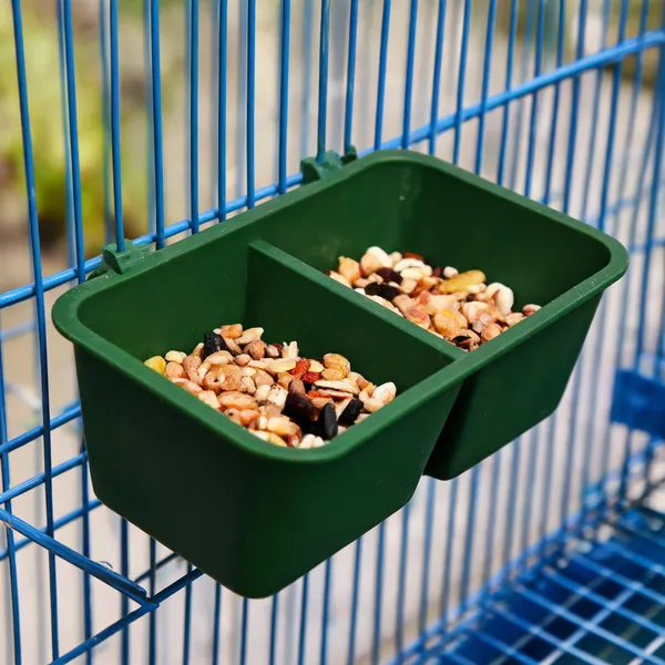 Green_Plastic_Double_Compartment_Bird_Cage_Feeder_Tray