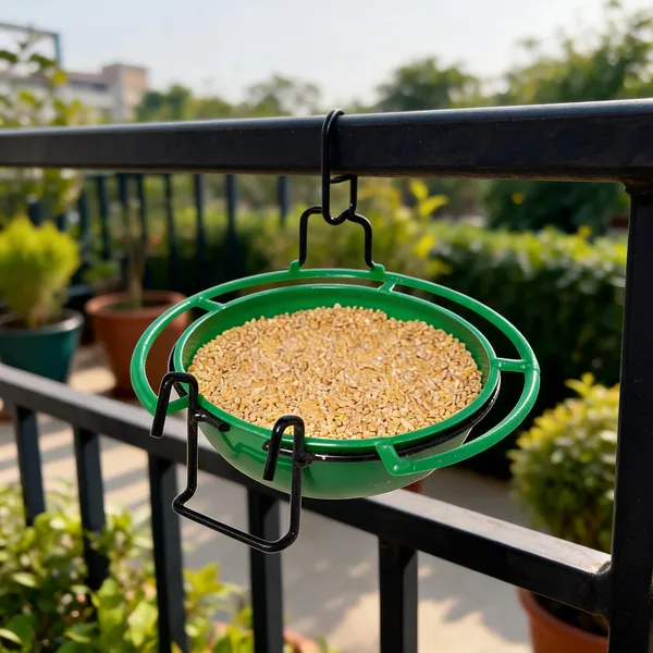 Green_Plastic_Hanging_Round_Tray_Bird_Feeder