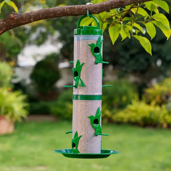 Green_Plastic_Jumbo_Hanging_Bird_Feeder_8_Feeding_Nozzles