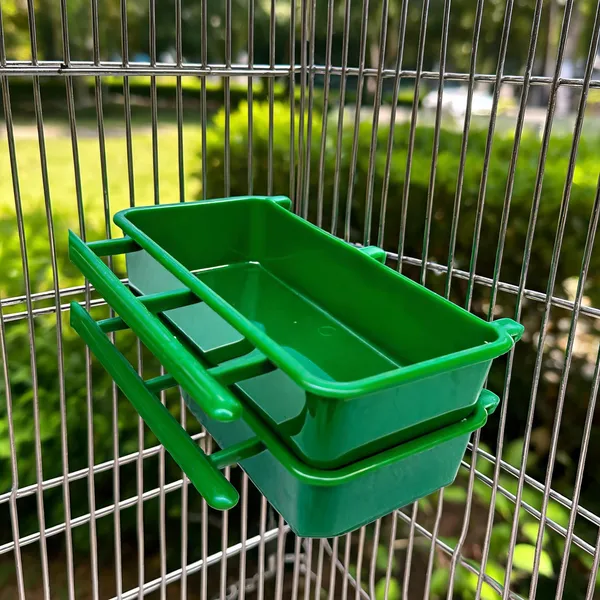 Green_Plastic_Bird_Cage_Feeder_Tray_Set_Of_2