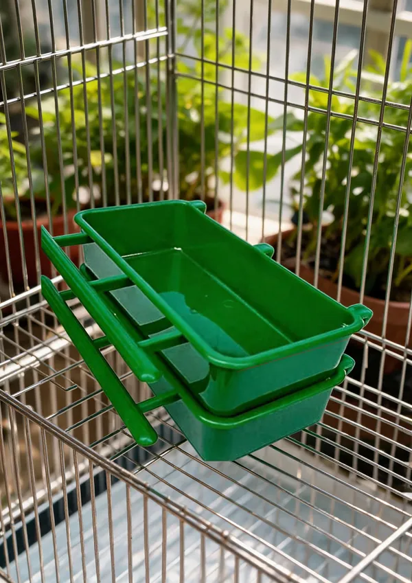 Green_Plastic_Bird_Cage_Feeder_Tray_Set_Of_2