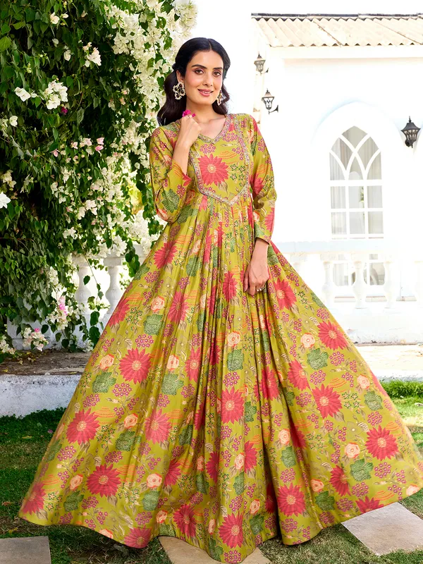 Green_Georgette_Vatican_Print_Flared_Anarkali_Gown_For_Women